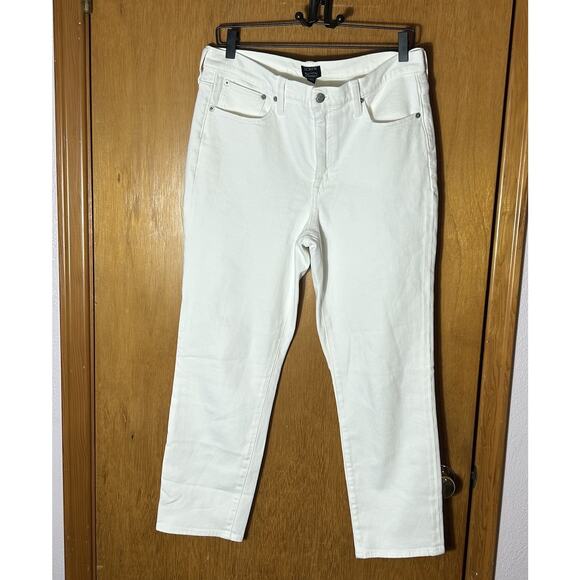 J Crew Factory Essential Straight Jeans Women Sz 30 White Denim All Day Stretch - Picture 1 of 8